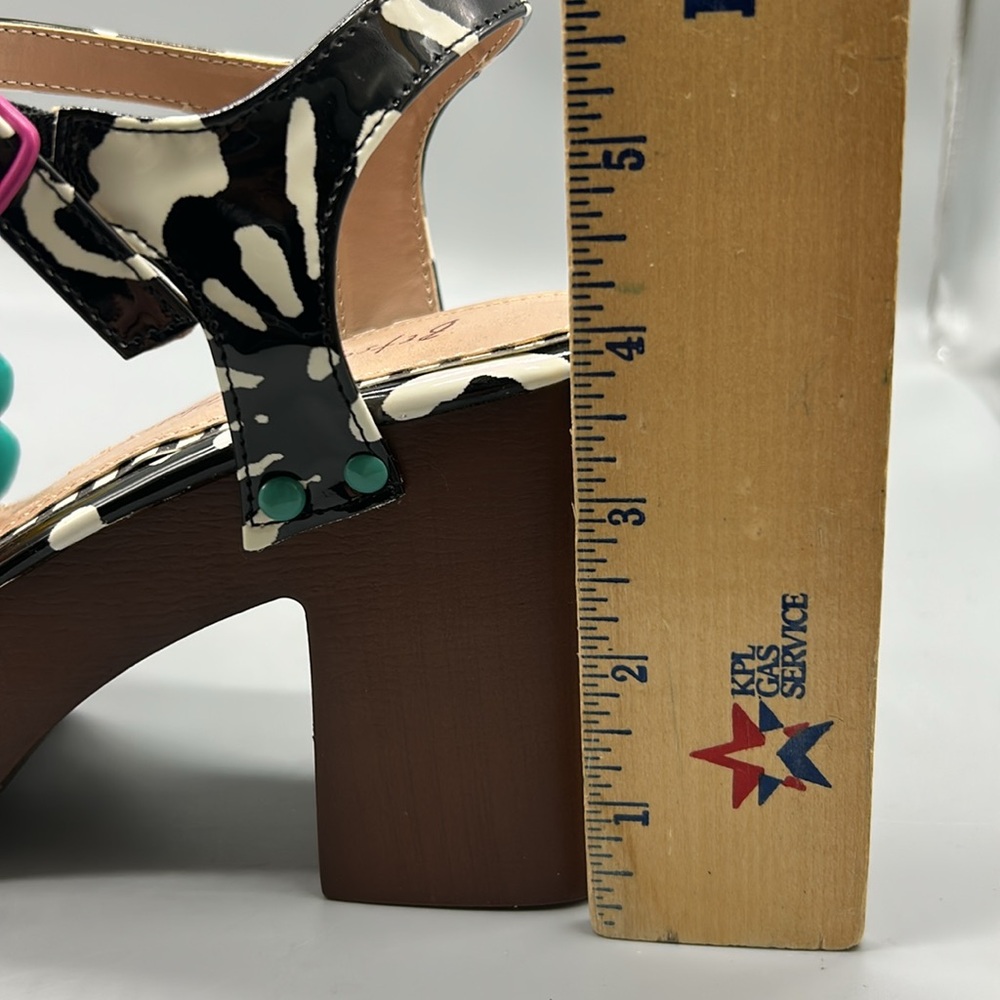 Betsey Johnson Black and White Floral Heels - Picture 7 of 8